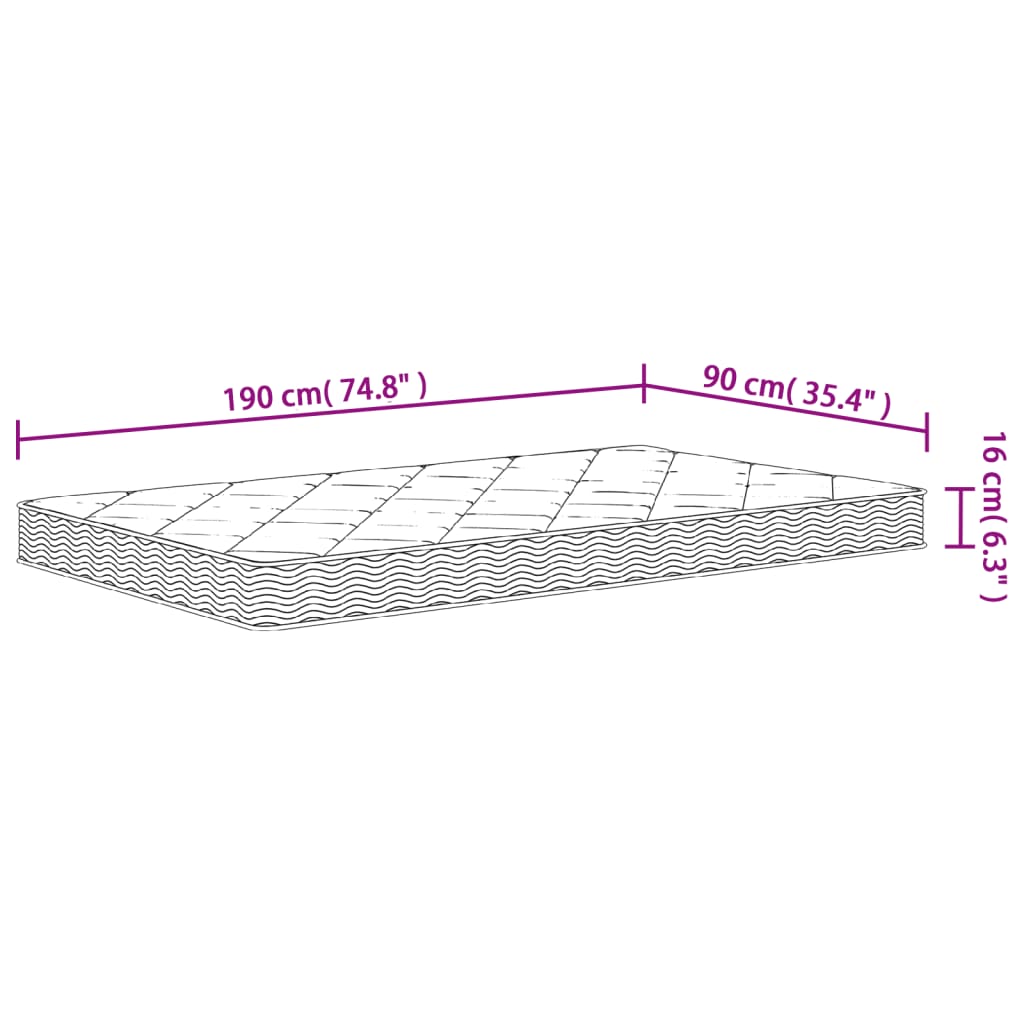 Matelas en mousse moyennement doux 90x190 cm