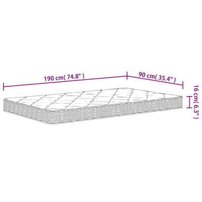 Matelas en mousse moyennement doux 90x190 cm