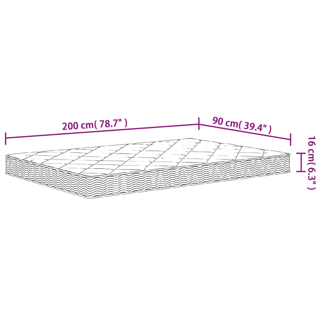 Matelas en mousse moyennement doux 90x200 cm