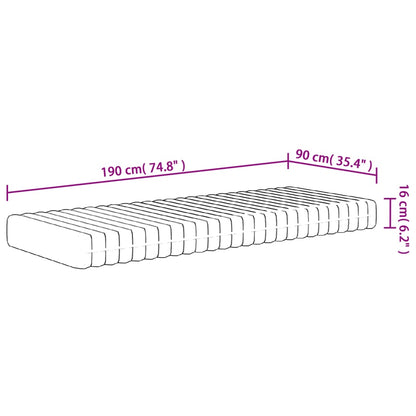 Matelas en mousse moyennement doux 90x190 cm