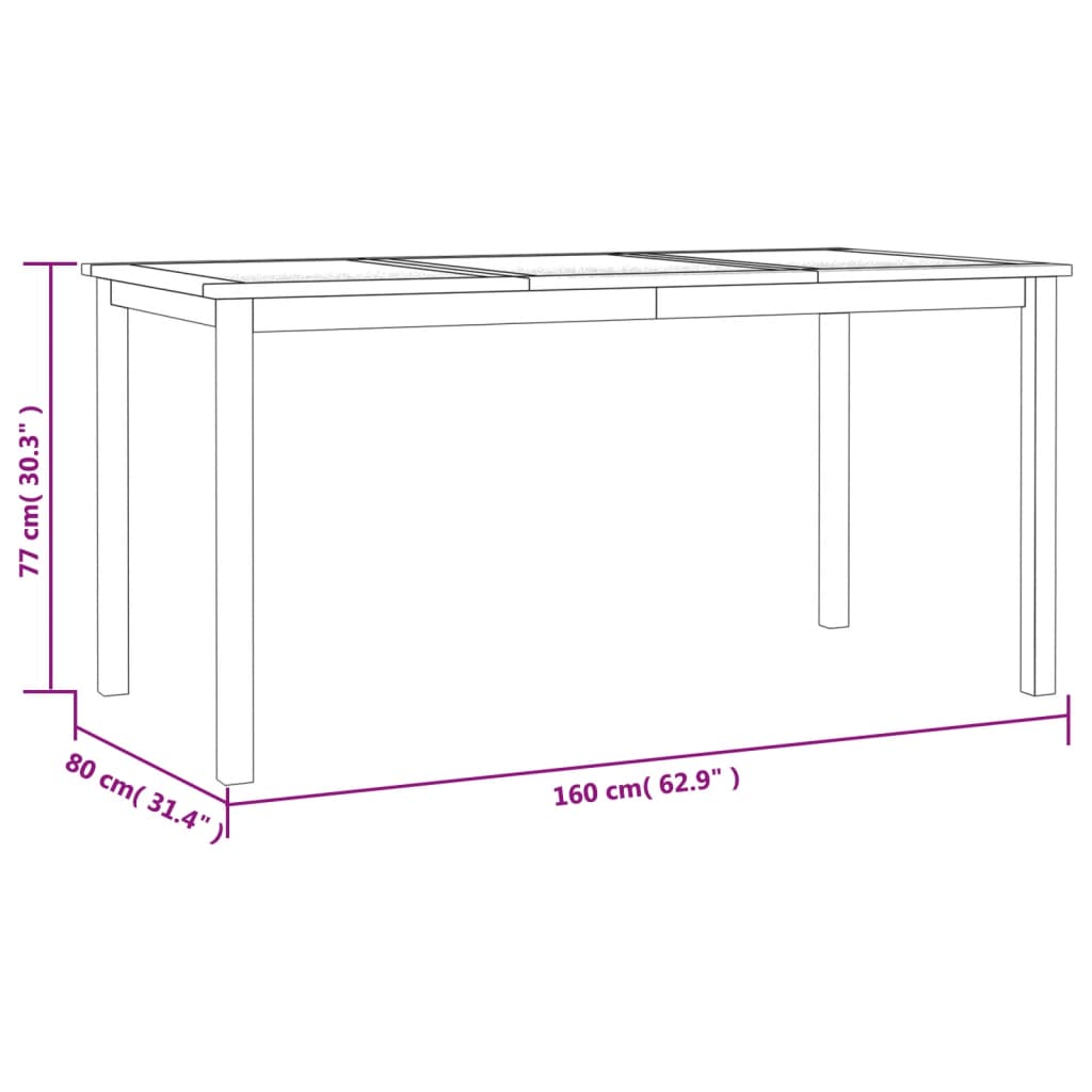 Ensemble à manger de jardin 5pcs Bois de teck massif