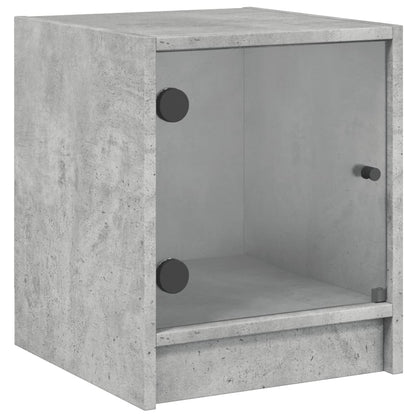 Tables de chevet et portes vitrées 2 pcs gris béton 35x37x42 cm