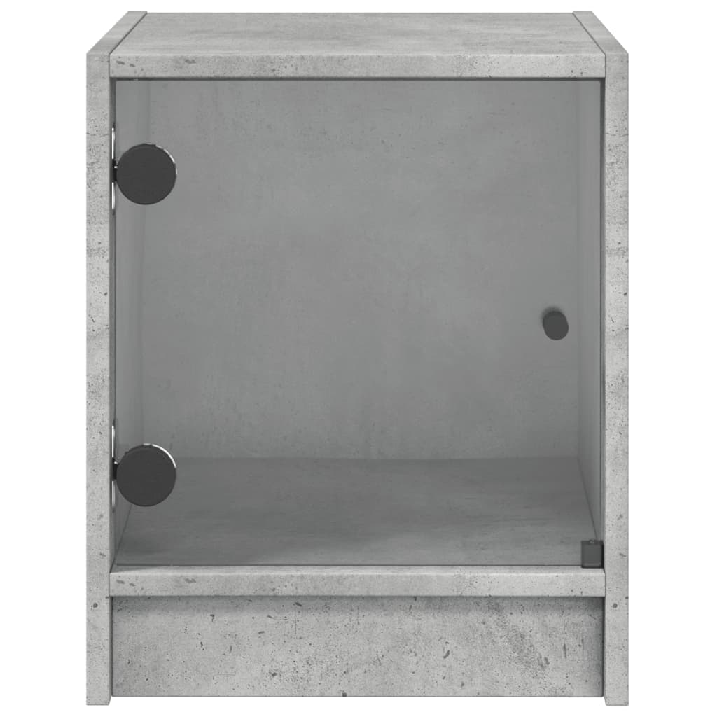 Tables de chevet et portes vitrées 2 pcs gris béton 35x37x42 cm