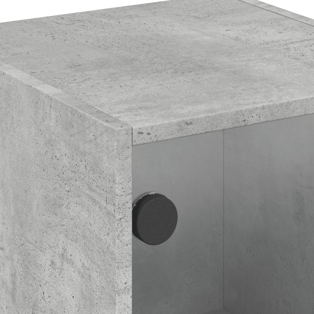 Tables de chevet et portes vitrées 2 pcs gris béton 35x37x42 cm