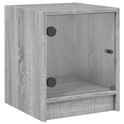 Table de chevet avec porte en verre sonoma gris 35x37x42 cm