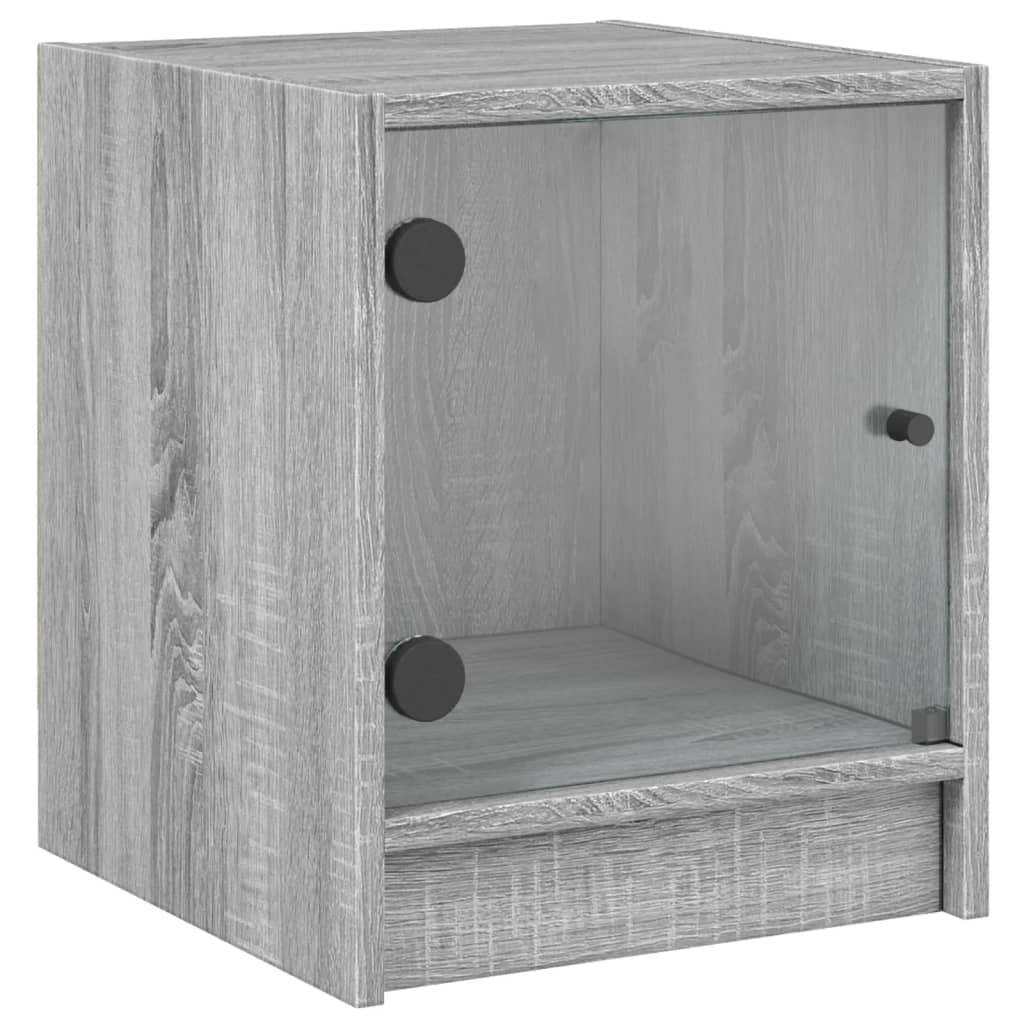 Tables de chevet et portes vitrées 2pcs sonoma gris 35x37x42cm