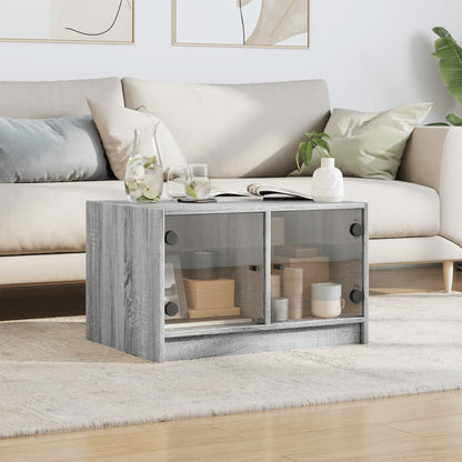 Table basse avec portes en verre sonoma gris 68x50x42 cm