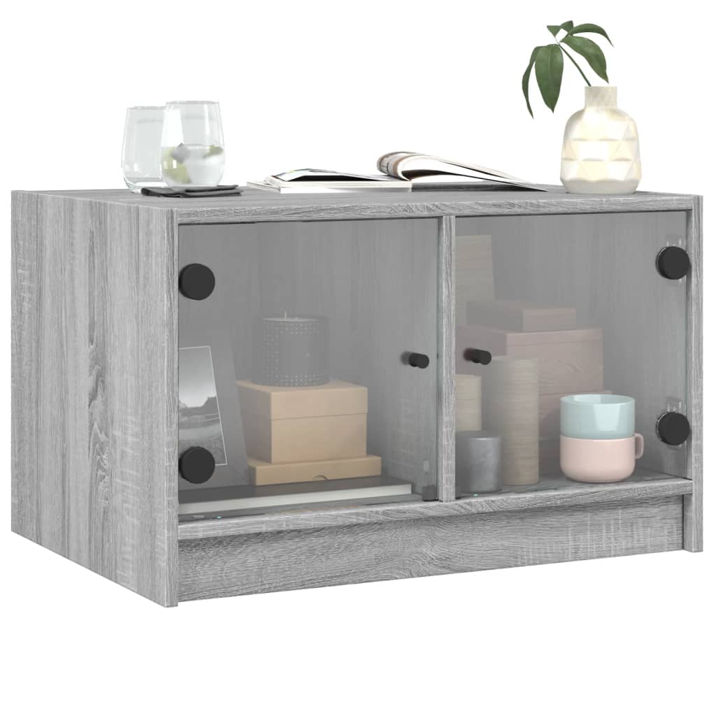 Table basse avec portes en verre sonoma gris 68x50x42 cm