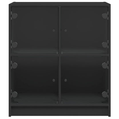 Armoire latérale avec portes en verre noir 68x37x75,5 cm