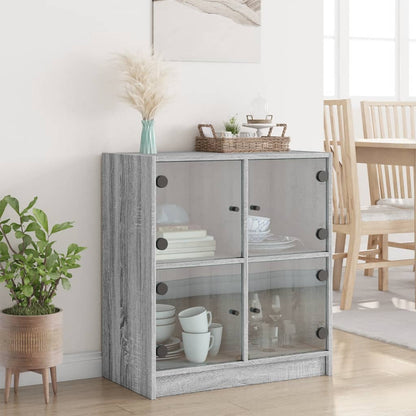 Armoire latérale avec portes en verre sonoma gris 68x37x75,5 cm