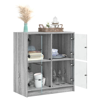 Armoire latérale avec portes en verre sonoma gris 68x37x75,5 cm