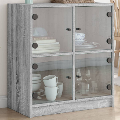 Armoire latérale avec portes en verre sonoma gris 68x37x75,5 cm