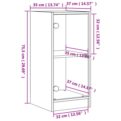 Armoire latérale avec portes en verre blanc 35x37x75,5 cm