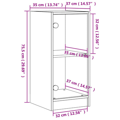 Armoire latérale avec portes en verre gris béton 35x37x75,5 cm