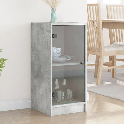 Armoire latérale avec portes en verre gris béton 35x37x75,5 cm