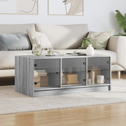 Table basse avec portes en verre sonoma gris 102x50x42 cm