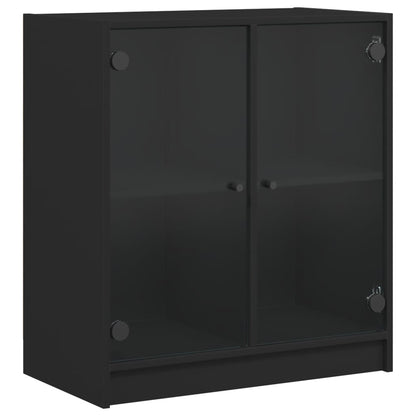 Armoire latérale avec portes en verre noir 68x37x75,5 cm