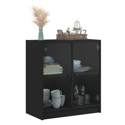 Armoire latérale avec portes en verre noir 68x37x75,5 cm