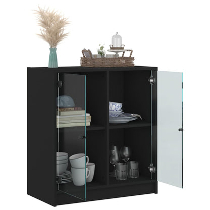 Armoire latérale avec portes en verre noir 68x37x75,5 cm