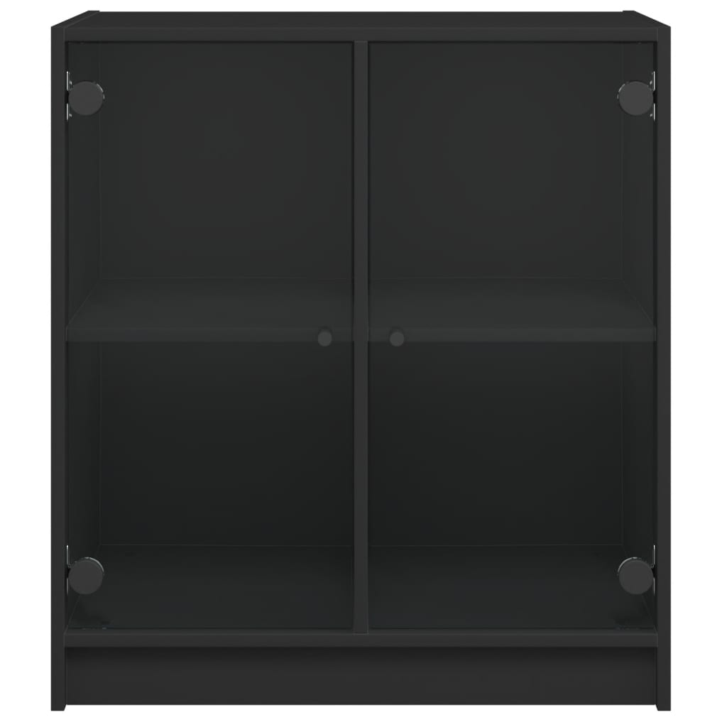 Armoire latérale avec portes en verre noir 68x37x75,5 cm