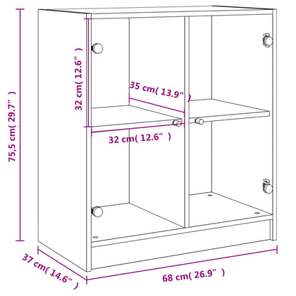 Armoire latérale avec portes en verre noir 68x37x75,5 cm