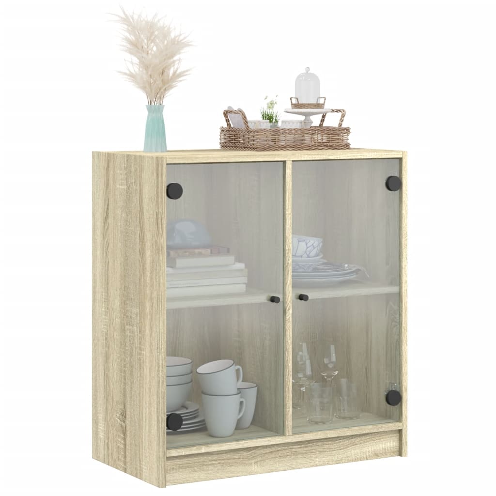 Armoire latérale avec portes en verre chêne sonoma 68x37x75,5cm