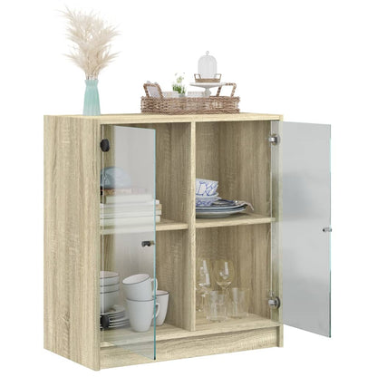 Armoire latérale avec portes en verre chêne sonoma 68x37x75,5cm