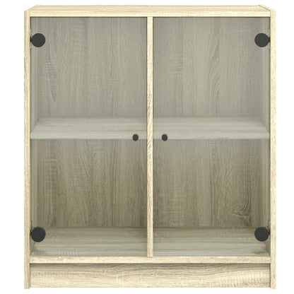 Armoire latérale avec portes en verre chêne sonoma 68x37x75,5cm