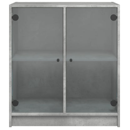 Armoire latérale avec portes en verre gris béton 68x37x75,5 cm