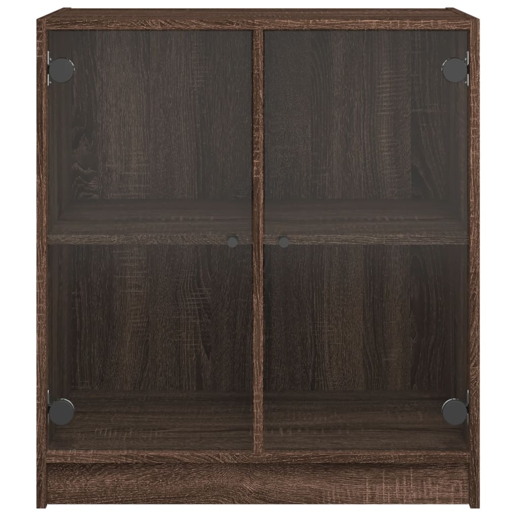 Armoire latérale avec portes en verre chêne marron 68x37x75,5cm