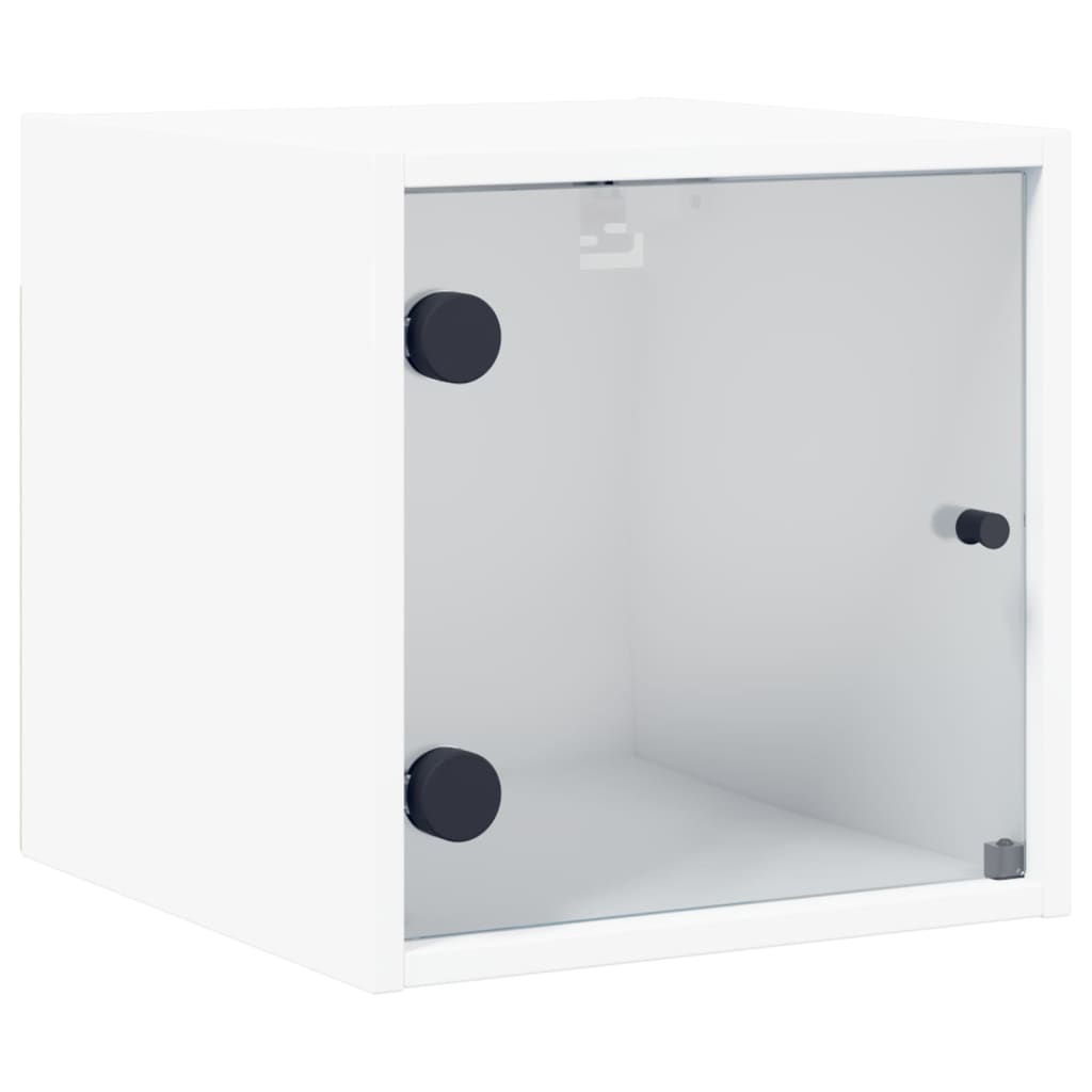 Tables de chevet avec portes en verre 2 pcs blanc 35x37x35 cm