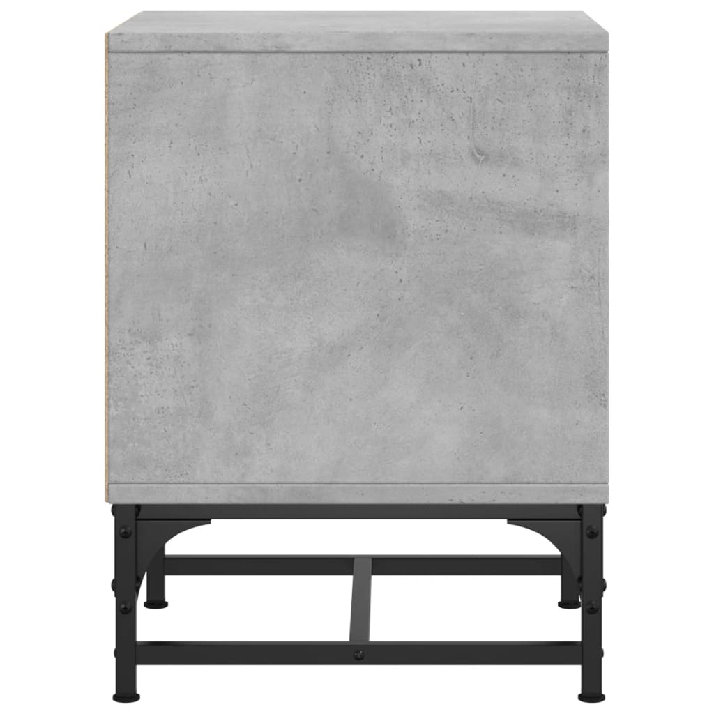 Table de chevet avec porte en verre gris béton 35x37x50 cm