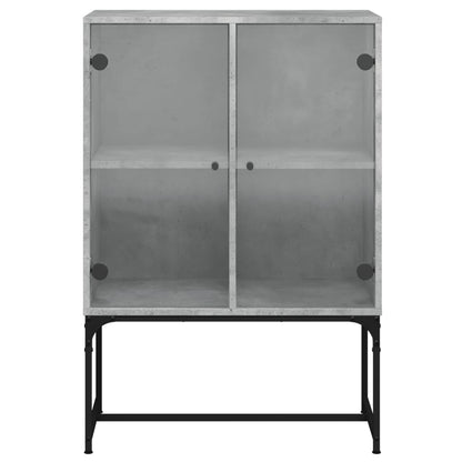 Armoire latérale avec portes en verre gris béton 69x37x100 cm