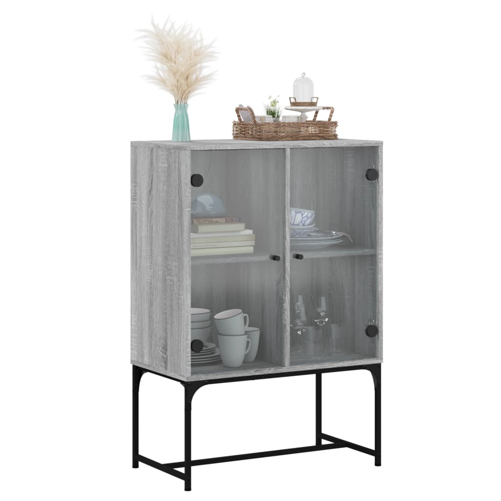 Armoire latérale avec portes en verre sonoma gris 69x37x100 cm