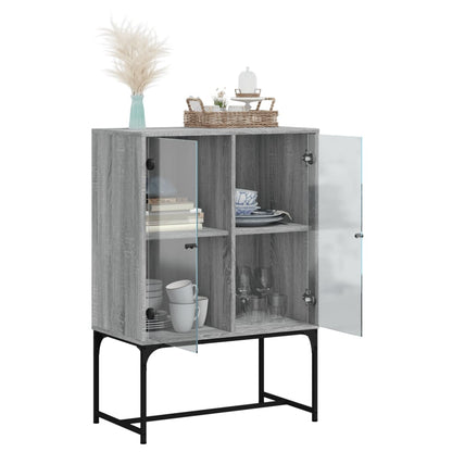 Armoire latérale avec portes en verre sonoma gris 69x37x100 cm