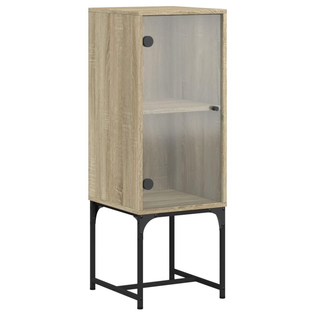 Armoire latérale avec porte en verre chêne sonoma 35x37x100 cm