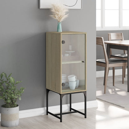 Armoire latérale avec porte en verre chêne sonoma 35x37x100 cm