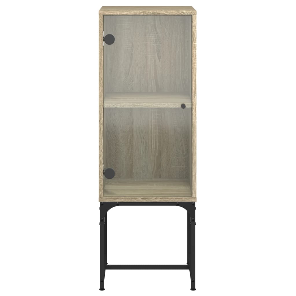 Armoire latérale avec porte en verre chêne sonoma 35x37x100 cm