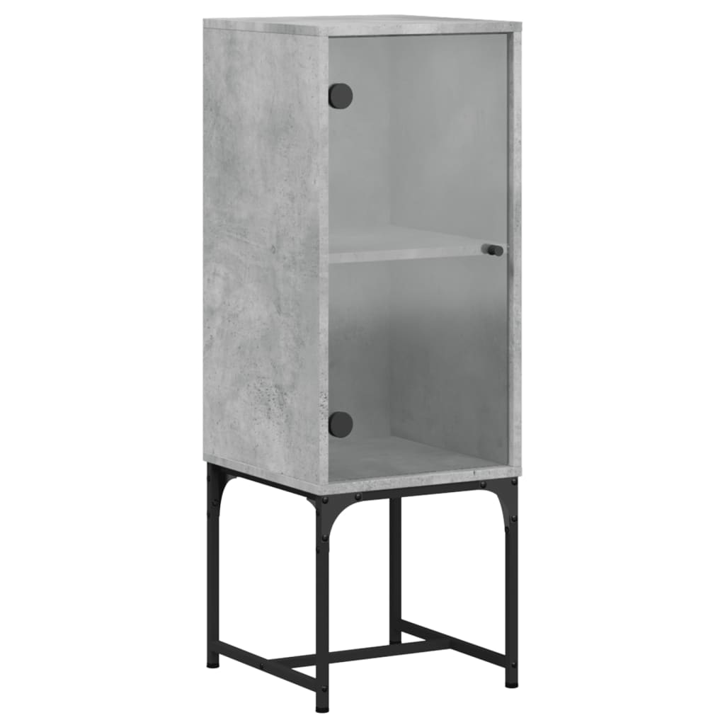 Armoire latérale avec porte en verre gris béton 35x37x100 cm