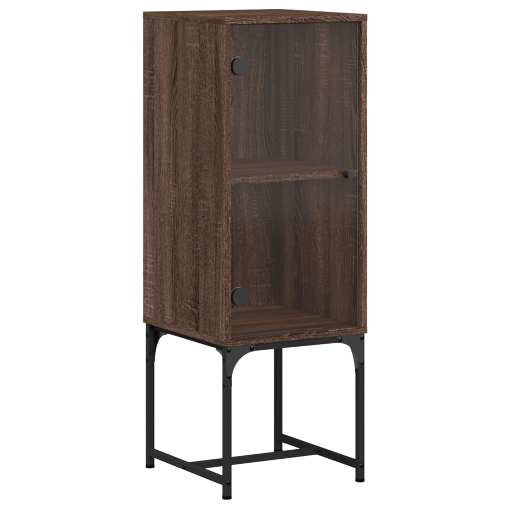 Armoire latérale avec porte en verre chêne marron 35x37x100 cm