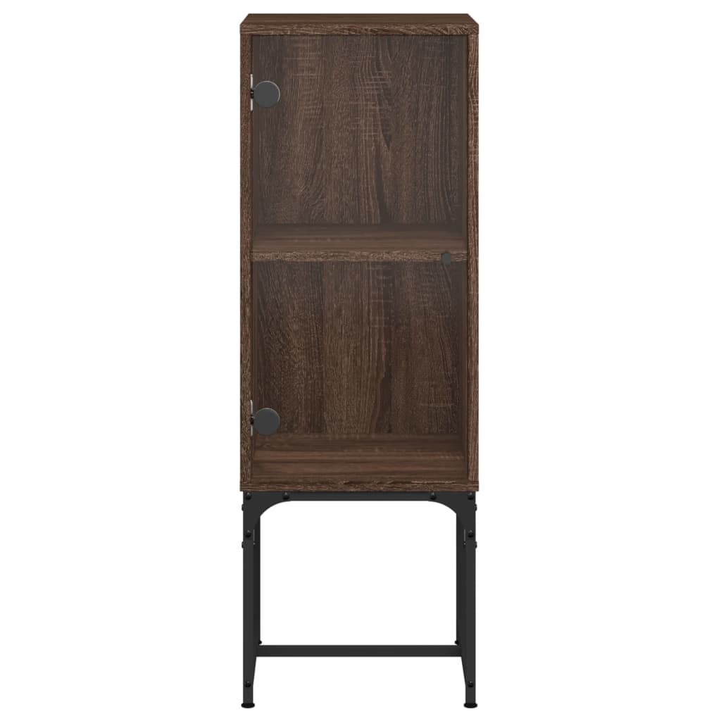 Armoire latérale avec porte en verre chêne marron 35x37x100 cm