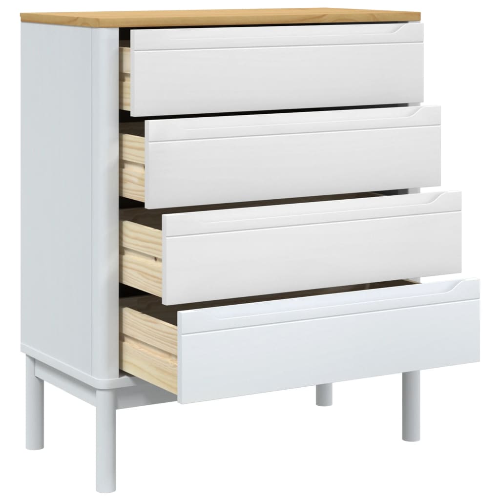 Commode FLORO blanc bois de pin massif