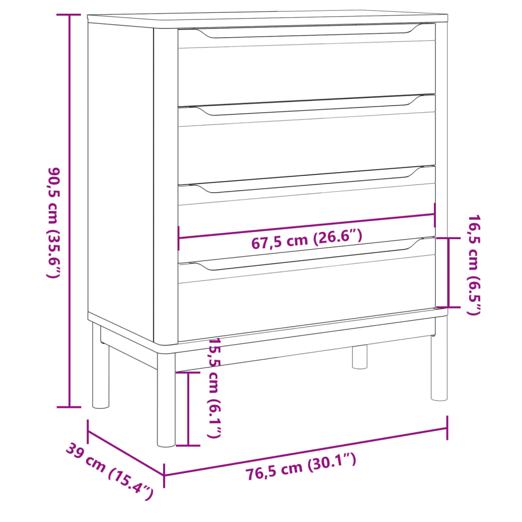 Commode FLORO gris bois de pin massif