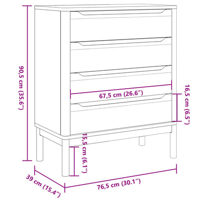 Commode FLORO gris bois de pin massif