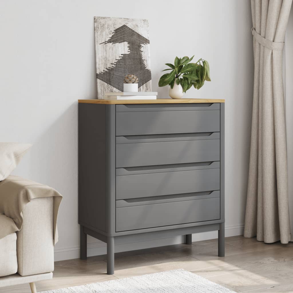 Commode FLORO gris bois de pin massif