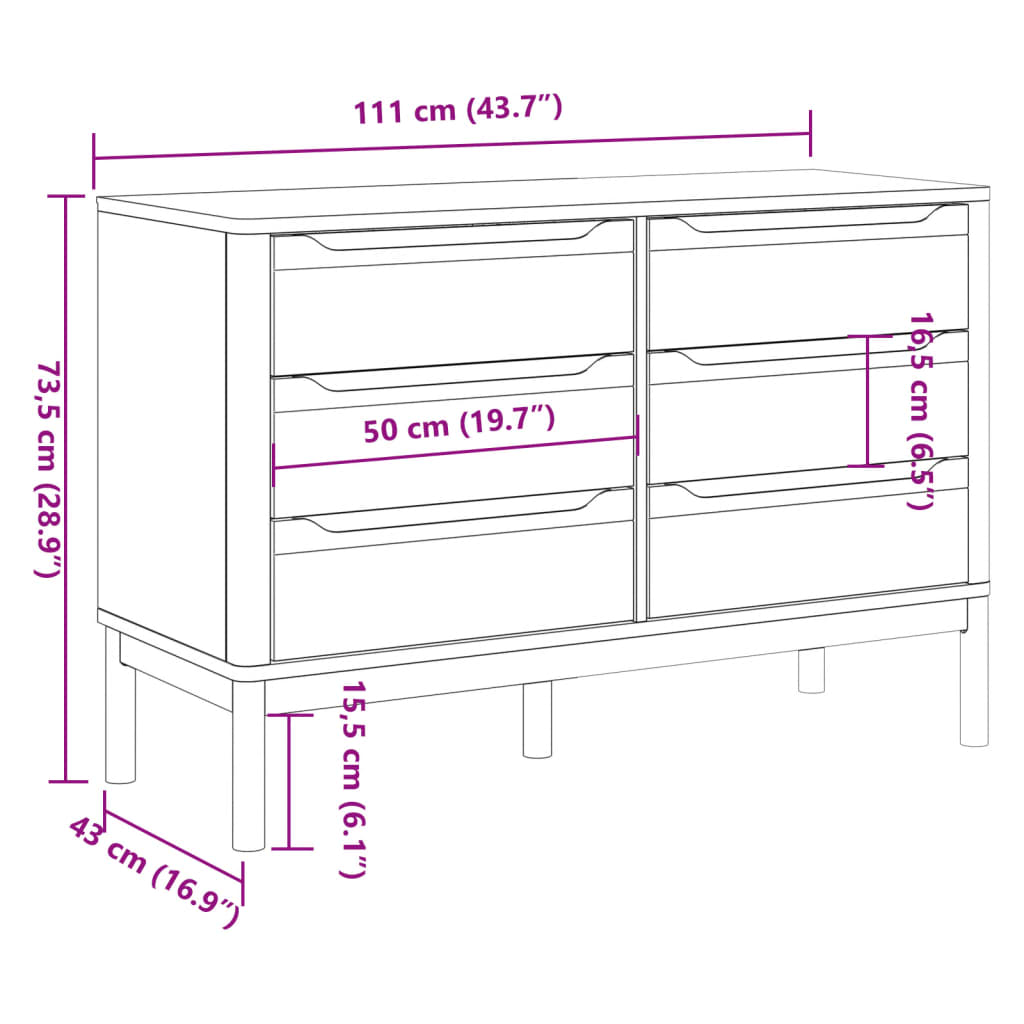 Commode FLORO blanc bois de pin massif