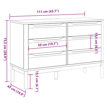 Commode FLORO gris bois de pin massif