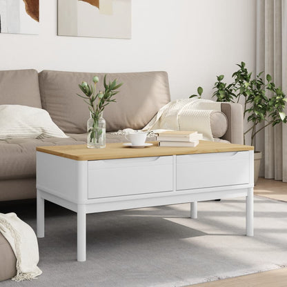 Table basse FLORO blanc 99x55,5x45 cm bois massif de pin