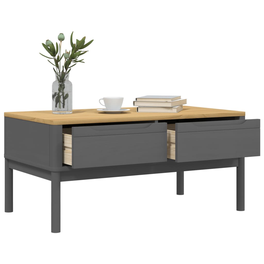 Table basse FLORO gris 99x55,5x45 cm bois massif de pin