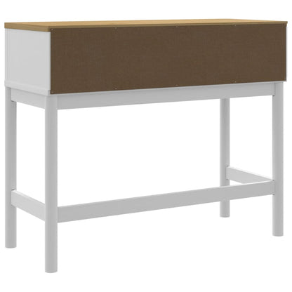 Table console FLORO blanc 89,5x36,5x73 cm bois de pin massif